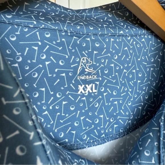 Rhoback Men's 2XL Blue “The Mulligan” Golf Polo Shirt Short Sleeve SOLD OUT! - Picture 7 of 9